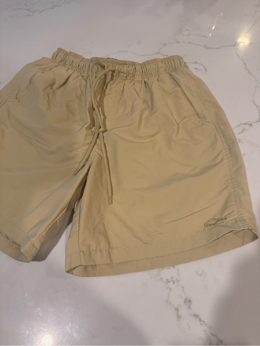 Drake Men's Light Beige Athletic Drawstring Shorts